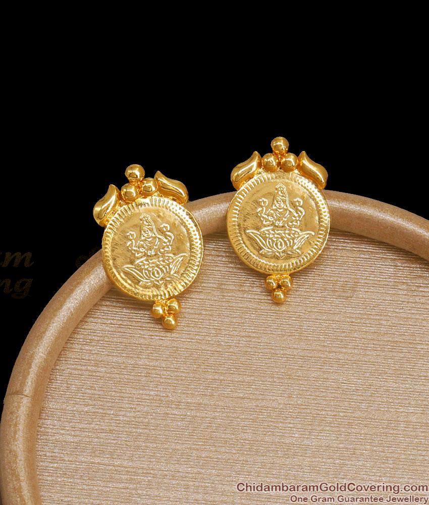 Designer antique earrings with lakshmi carving, beads and pearl hangings,  plated … | Gold earrings designs, Gold jewellery design necklaces, Jewelry  design earrings