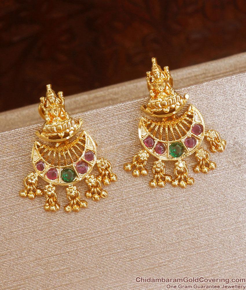 Lakshmi Design 1 Gram Gold Earring Green Ruby Stone Dangler Design ER3745