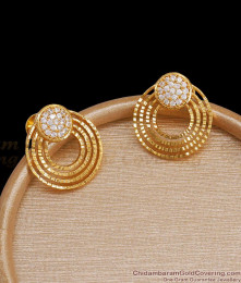 One Gram Gold Stud Earring Round Design With White Stones ER3746 One Gram Gold Stud Earring Round Design With White Stones ER3746