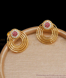 4 Round Circle Gold Plated Stud Earrings Stone Collections ER3747 4 Round Circle Gold Plated Stud Earrings Stone Collections ER3747