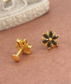 Attractive Black Stone Floral Gold Studs Design Shop Online ER3749