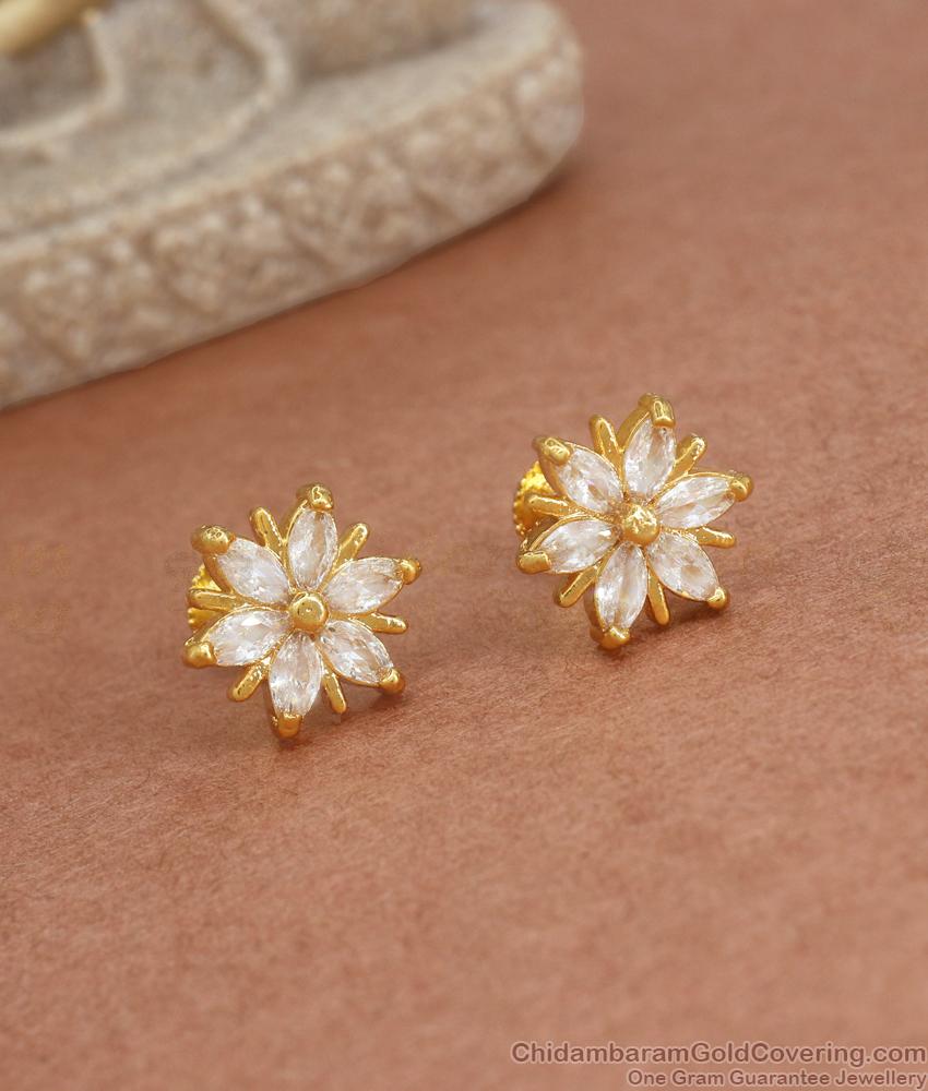 Glittering White Stone Gold Imitation Earrings Stud Collections ER3750