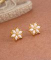 Floral White Stone Gold Studs Pearl Earrings Shop Online ER3753