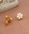 Floral White Stone Gold Studs Pearl Earrings Shop Online ER3753