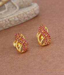 Daily Wear Gold Plated Earring Ruby Stone Suds Collections ER3754 Daily Wear Gold Plated Earring Ruby Stone Suds Collections ER3754