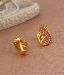 Daily Wear Gold Plated Earring Ruby Stone Suds Collections ER3754 Daily Wear Gold Plated Earring Ruby Stone Suds Collections ER3754
