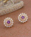 Buy Designer Gold Big Stud Earrings White Amethyst Stone Collections ER3755
