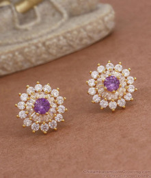 Buy Designer Gold Big Stud Earrings White Amethyst Stone Collections ER3755 Buy Designer Gold Big Stud Earrings White Amethyst Stone Collections ER3755