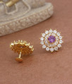 Buy Designer Gold Big Stud Earrings White Amethyst Stone Collections ER3755