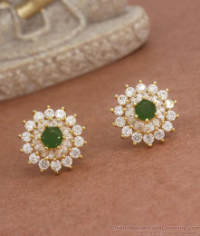 Stylish Emerald White Gold Stud Earrings Party Wear Collections ER3756 Stylish Emerald White Gold Stud Earrings Party Wear Collections ER3756