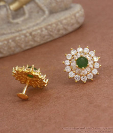 Stylish Emerald White Gold Stud Earrings Party Wear Collections ER3756 Stylish Emerald White Gold Stud Earrings Party Wear Collections ER3756