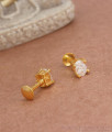 Stylish Small White Stone Studs Gold Plated Earrings ER3758