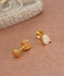 Stylish Small White Stone Studs Gold Plated Earrings ER3758 Stylish Small White Stone Studs Gold Plated Earrings ER3758
