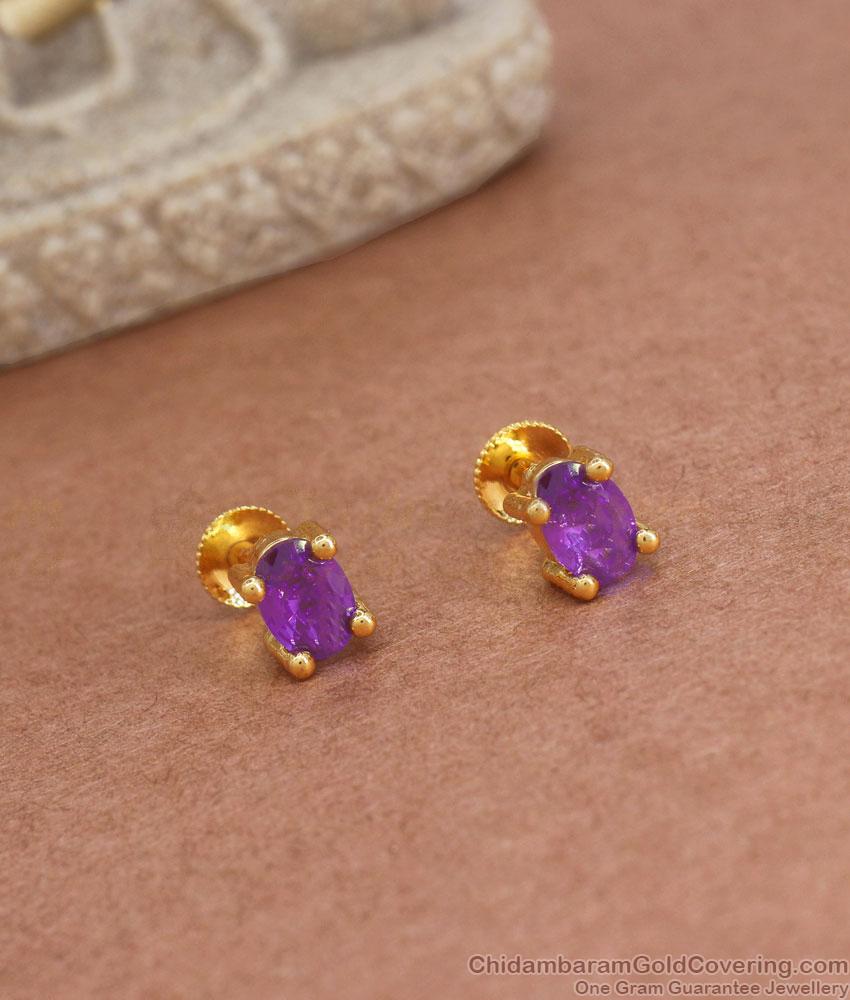 Single Amethyst Stone Gold Studs Shop Online ER3759