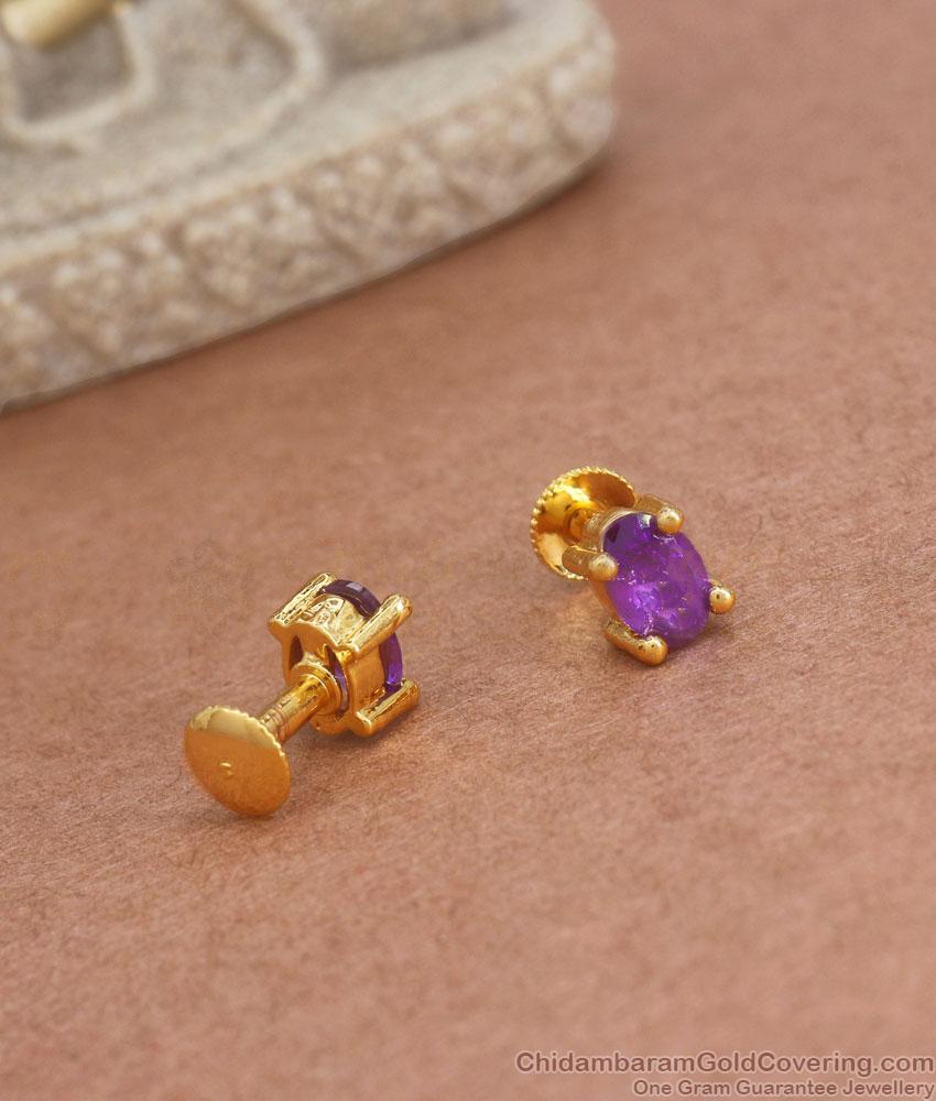 Single Amethyst Stone Gold Studs Shop Online ER3759