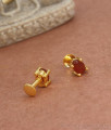 Single Ruby Stone Gold Plated Stud Earrings Daily Wear Collections ER3761