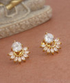 College Wear Gold Plated Studs White Stone Earring Collections ER3762