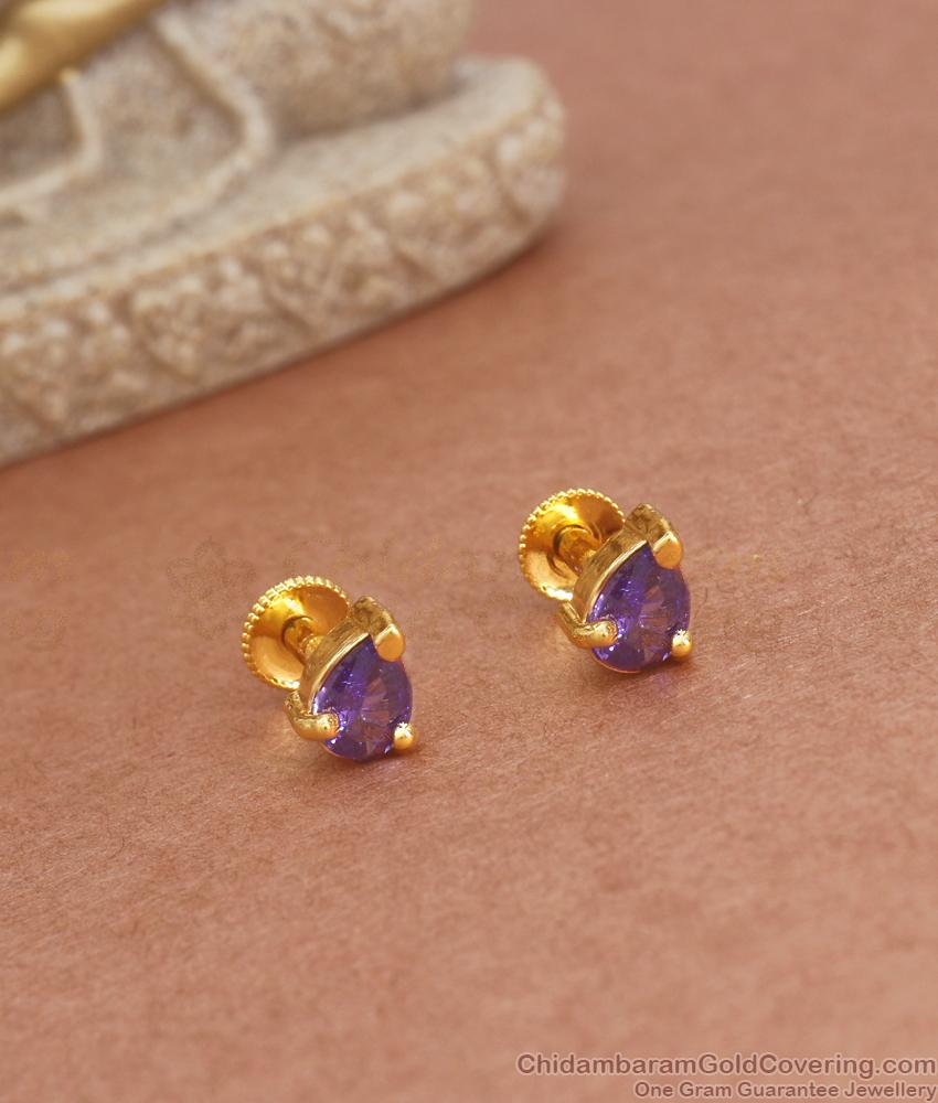 New Arrival Droplet Amethyst Stone Gold plated Stud Earrings ER3766