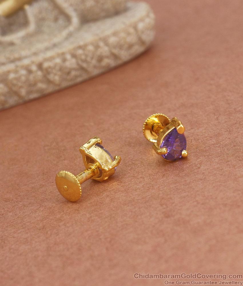 New Arrival Droplet Amethyst Stone Gold plated Stud Earrings ER3766