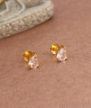 One Gram Gold Earrings Small White Stone Droplet Studs Design ER3768