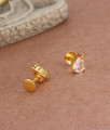 One Gram Gold Earrings Small White Stone Droplet Studs Design ER3768