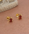 Stylish Gold Plated Stud Earrings Ruby Stone Designs ER3769