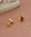 Stylish Gold Plated Stud Earrings Ruby Stone Designs ER3769