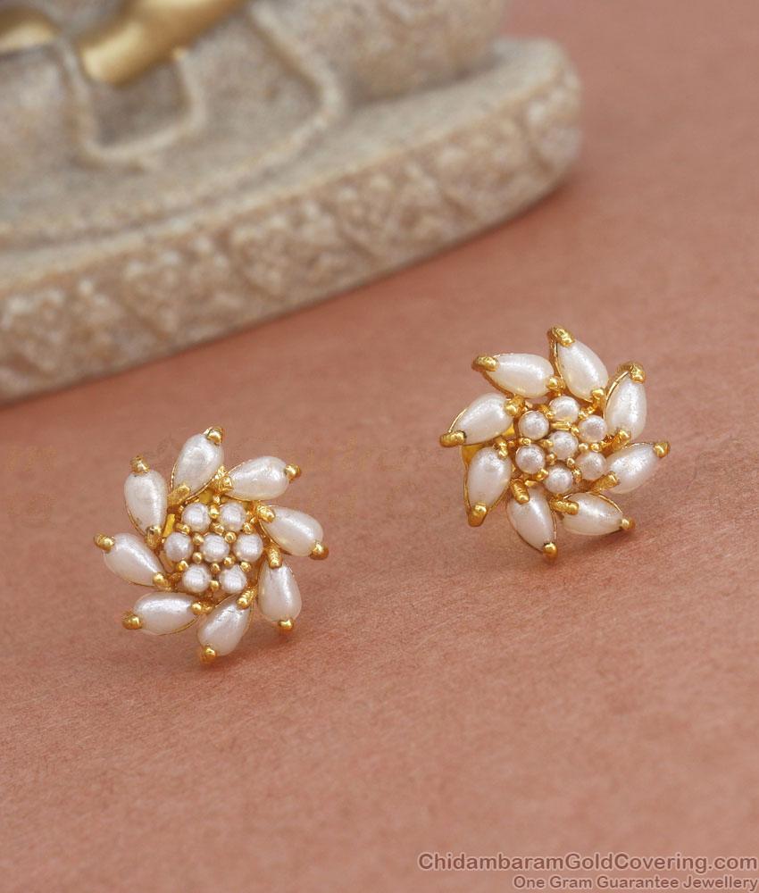 Real White Pearls Gold Imitation Stud Earrings Shop Online ER3770