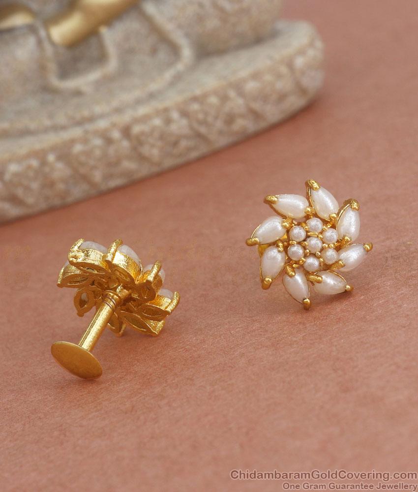 Real White Pearls Gold Imitation Stud Earrings Shop Online ER3770