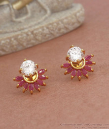Buy Floral Ruby Stone Gold Plated Earrings Stud Designs Online ER3771 Buy Floral Ruby Stone Gold Plated Earrings Stud Designs Online ER3771