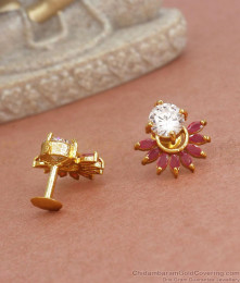 Buy Floral Ruby Stone Gold Plated Earrings Stud Designs Online ER3771 Buy Floral Ruby Stone Gold Plated Earrings Stud Designs Online ER3771