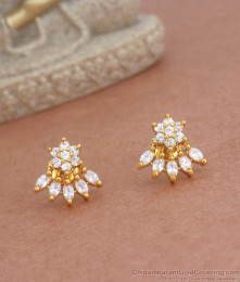 Floral White Stone Gold Studs Collections Shop Online ER3773 Floral White Stone Gold Studs Collections Shop Online ER3773