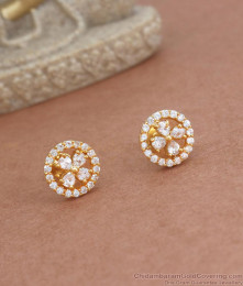 Classic White Stone 1 Gram Gold Stud Earrings Shop Online ER3774 Classic White Stone 1 Gram Gold Stud Earrings Shop Online ER3774