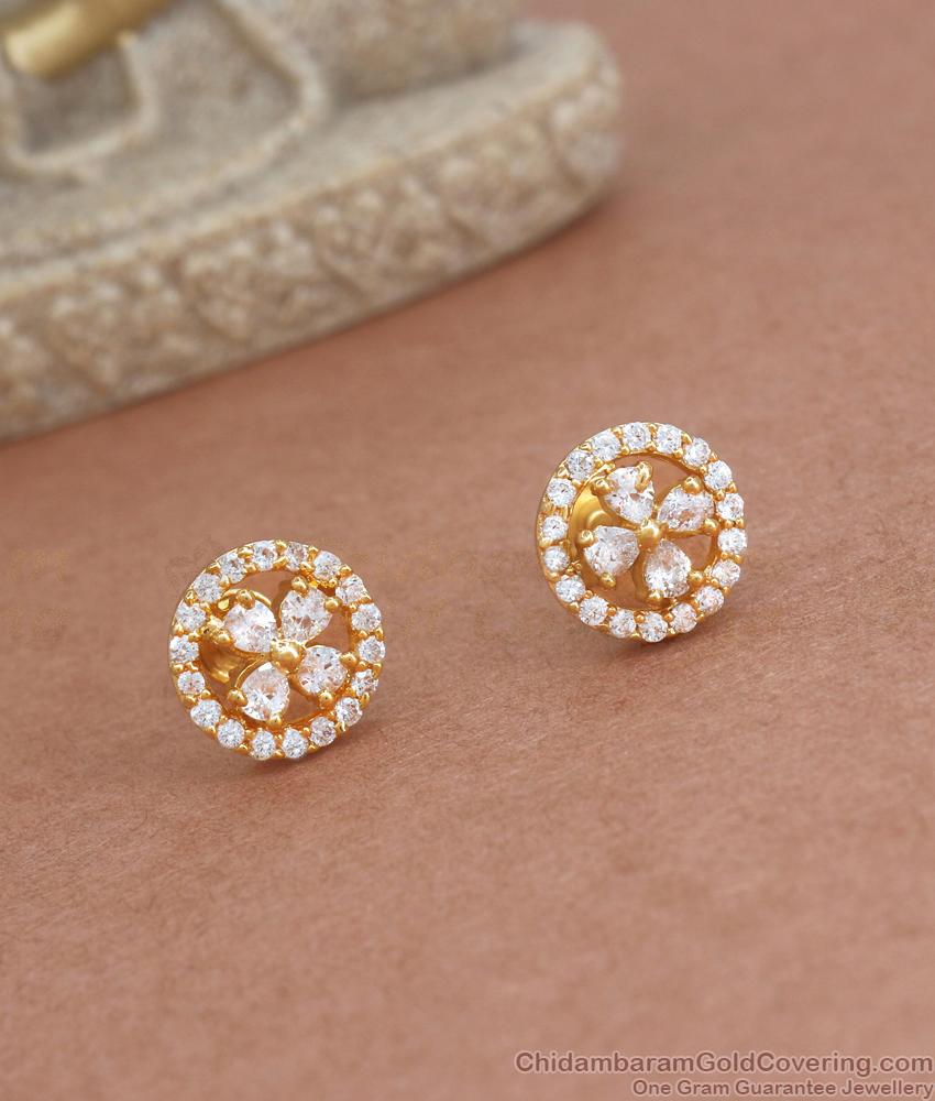 1 gram gold stud earrings with peacock model - Swarnakshi Jewelry