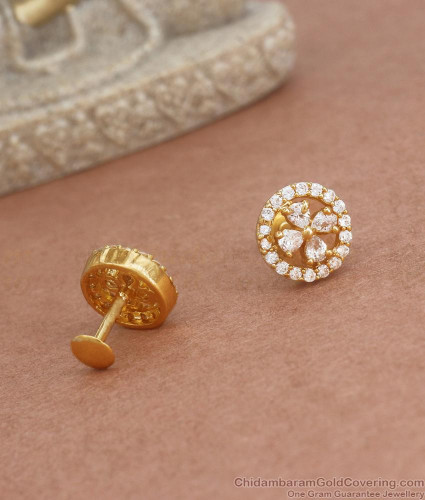 Buy One Gram Gold Red Coral Stud Earring Pavazham Kammal Model for Women