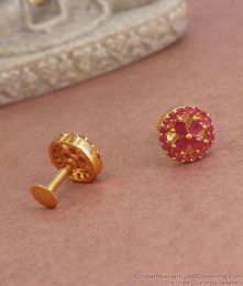 Stylish Floral Gold Plated Studs Ruby Stone Earrings Shop Online ER3776 Stylish Floral Gold Plated Studs Ruby Stone Earrings Shop Online ER3776