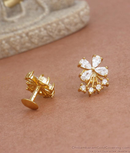 Flipkart.com - Buy Pushp Creation 1 GRAM GOLD PLATED STUD EARRINGS WITH  SCREW BACK TYPE FOR WOMEN/GIRLS. Brass Stud Earring Online at Best Prices  in India
