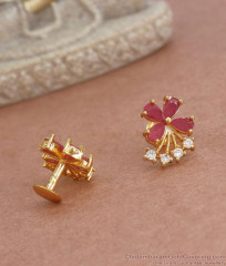 Ruby White Stone Gold Plated Studs Earring Butterfly Type ER3778 Ruby White Stone Gold Plated Studs Earring Butterfly Type ER3778