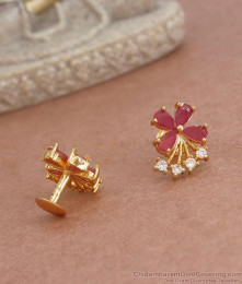 Ruby White Stone Gold Plated Studs Earring Butterfly Type ER3778 Ruby White Stone Gold Plated Studs Earring Butterfly Type ER3778