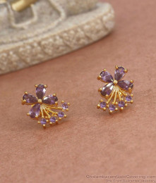 Attractive Amethyst Stone Studs Butterfly Designs Gold Plated Jewelry ER3779 Attractive Amethyst Stone Studs Butterfly Designs Gold Plated Jewelry ER3779