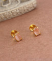 Daily Wear Rose Quartz Stone Gold Studs Shop Now Online ER3780