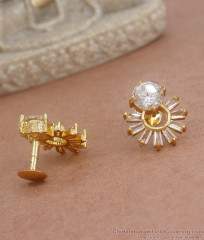 Beautiful White Stone Gold Plated Studs Snowflake Designs ER3782 Beautiful White Stone Gold Plated Studs Snowflake Designs ER3782