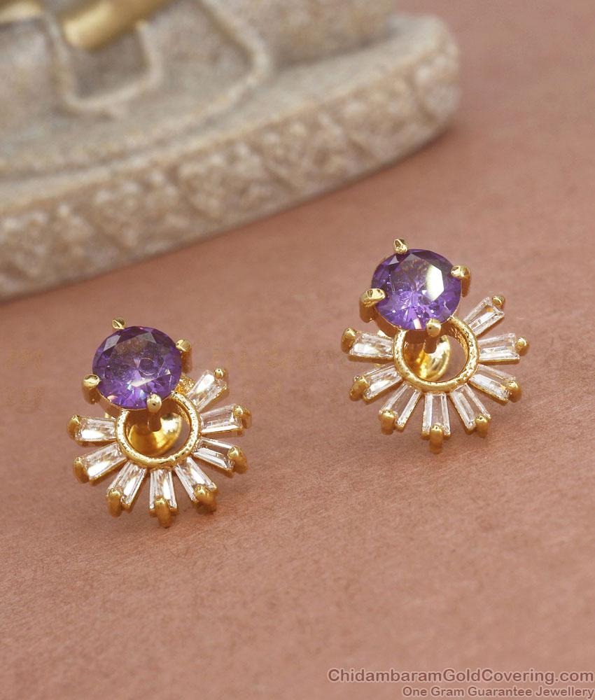 Buy Single Purple Stone Gold Plated Studs Online ER3783