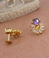 Buy Single Purple Stone Gold Plated Studs Online ER3783