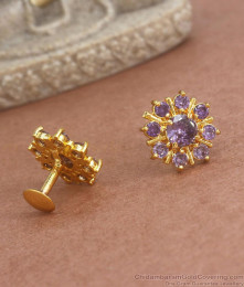 New Amethyst Stone Studs Gold Plated Finish Shop Online ER3784 New Amethyst Stone Studs Gold Plated Finish Shop Online ER3784