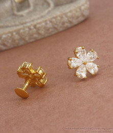Classic White Flower Design Gold Imitation Studs Shop Online ER3786 Classic White Flower Design Gold Imitation Studs Shop Online ER3786