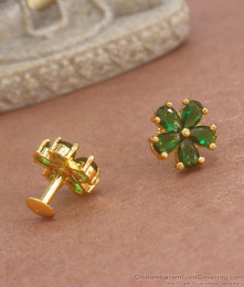 Stunning Emerald Gold Studs Flower Designs ER3789 Stunning Emerald Gold Studs Flower Designs ER3789