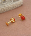 Single Red Coral Stone Gold Studs Shop Now Online ER3790