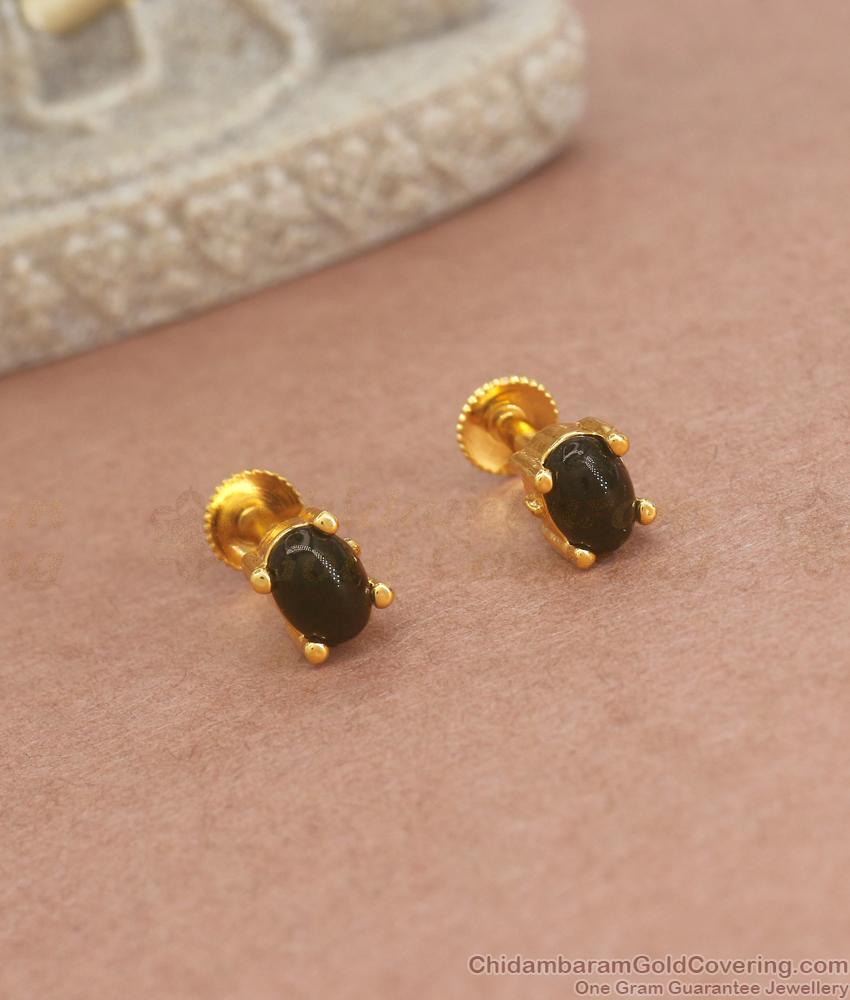 One Gram Gold Black Stone Stud Earrings Shop Online ER3791