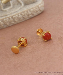 Buy Small Red Coral Studs Gold Imitation Earrings Online ER3796 Buy Small Red Coral Studs Gold Imitation Earrings Online ER3796